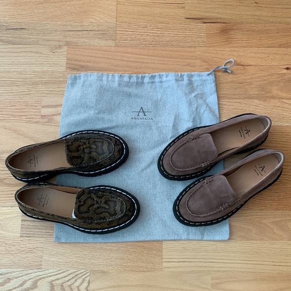 NIB Aquatalia Hayley Platform Loafer Water Resistant Suede - Picture 16 of 16